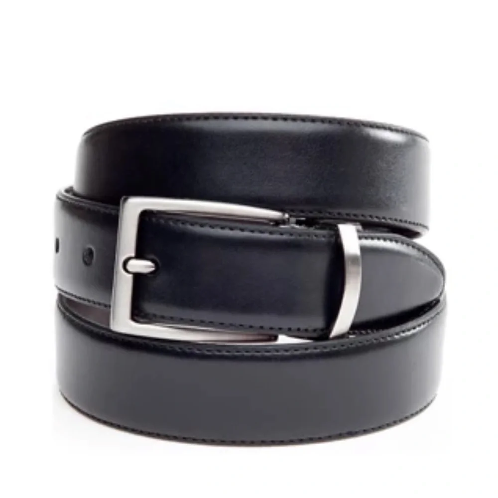Saddlebred 1.25” Leather Reversible Brushed Nickle Belt Black Brown 42w $34 lcsr
